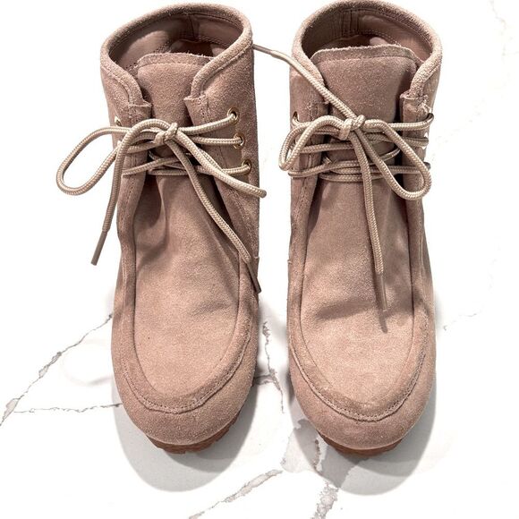 MICHAEL Michael Kors | Rory Boot Chukka Wedge Lace Up Sand Taupe Suede Size 5 - Picture 2 of 15